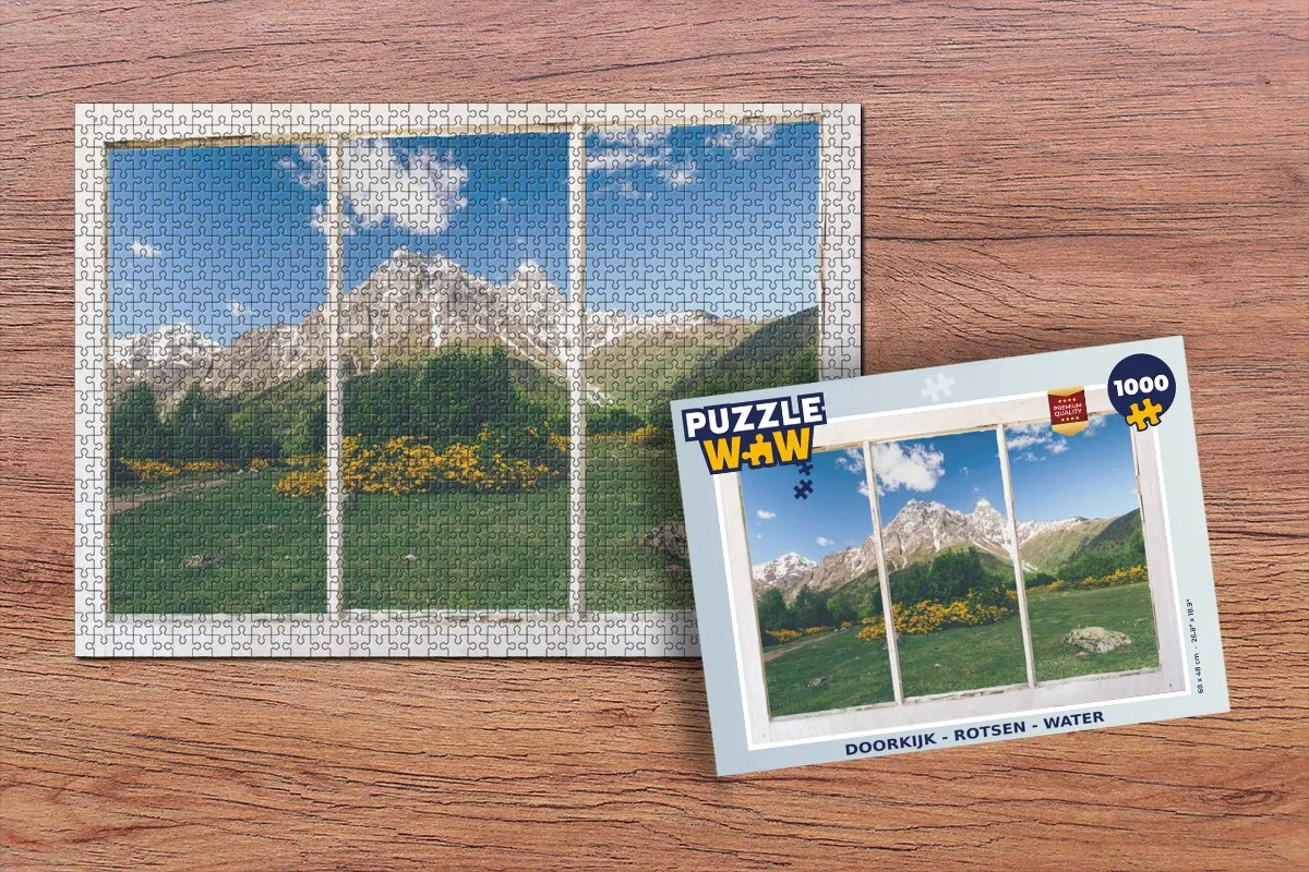 PuzzleWow Doorkijk Rotsen & Bloemen Legpuzzel 1000 Stuks - Multicolor