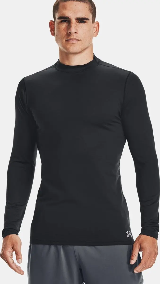 Under Armour UA CG Armour Fitted Mock Heren Sporttrui S - Zwart/Wit