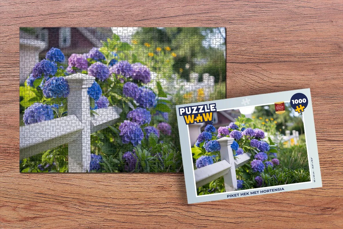 PuzzleWow Puzzel Piket Hek Hortensia - 1000 Stuks - Multicolor