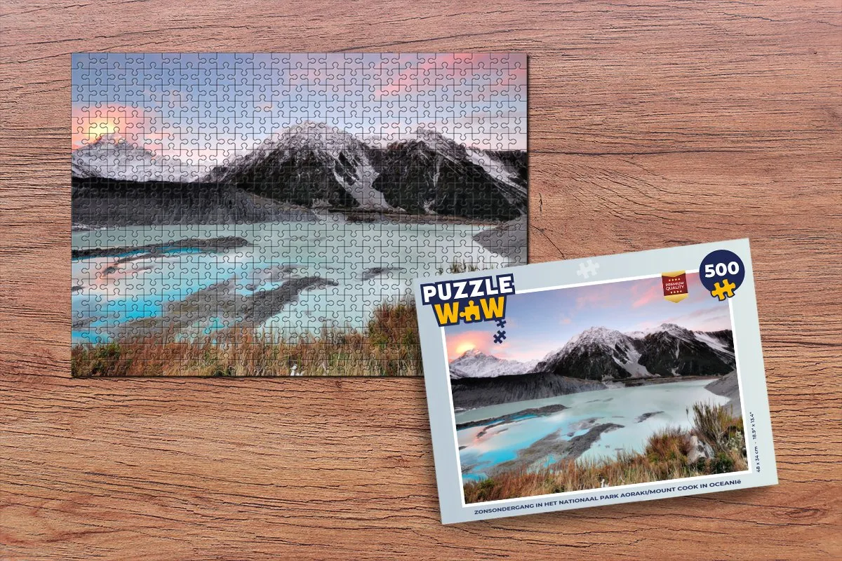 PuzzleWow Legpuzzel Zonsondergang Aoraki 500 Stuks - Multicolor