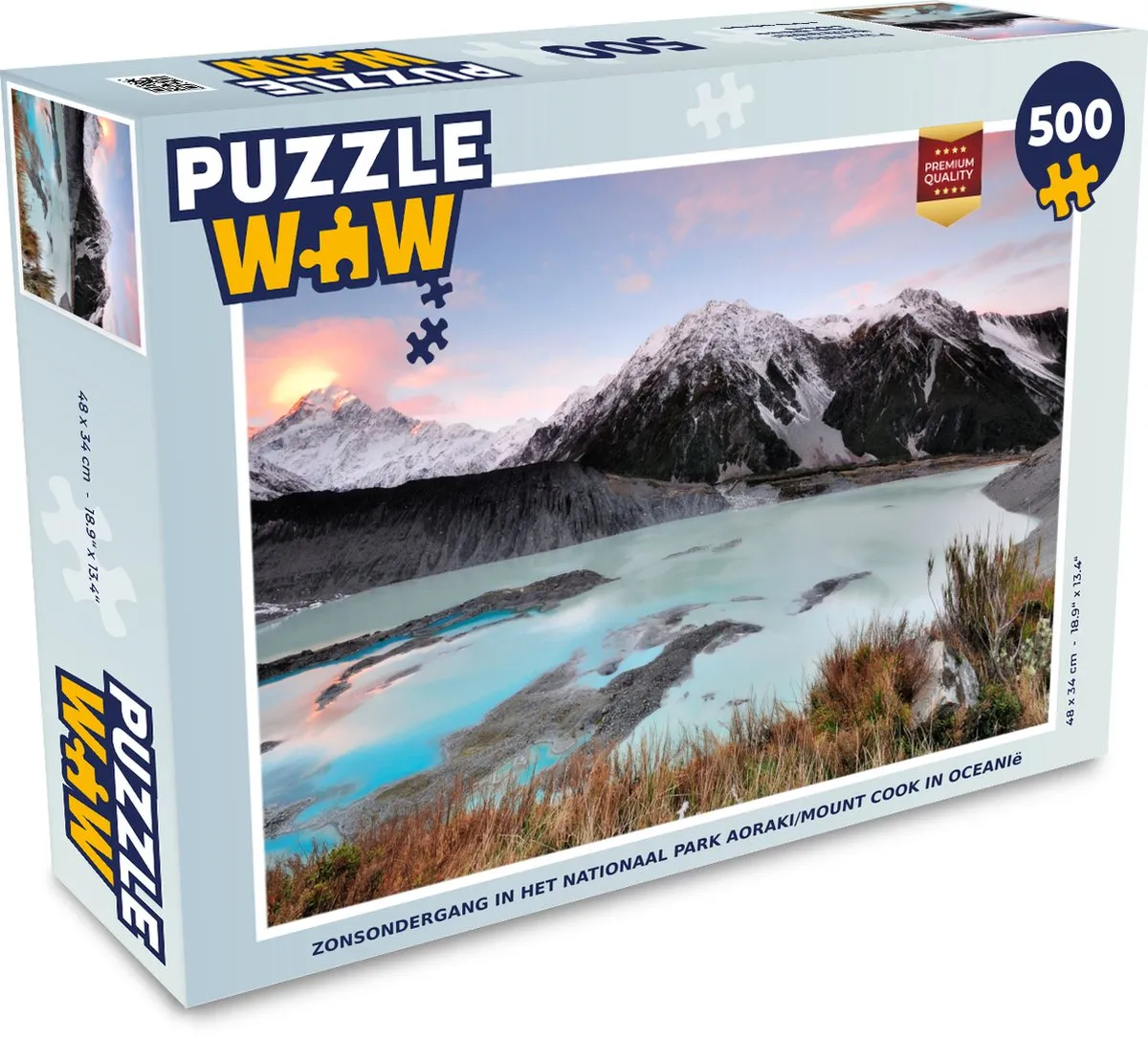 PuzzleWow Legpuzzel Zonsondergang Aoraki 500 Stuks - Multicolor
