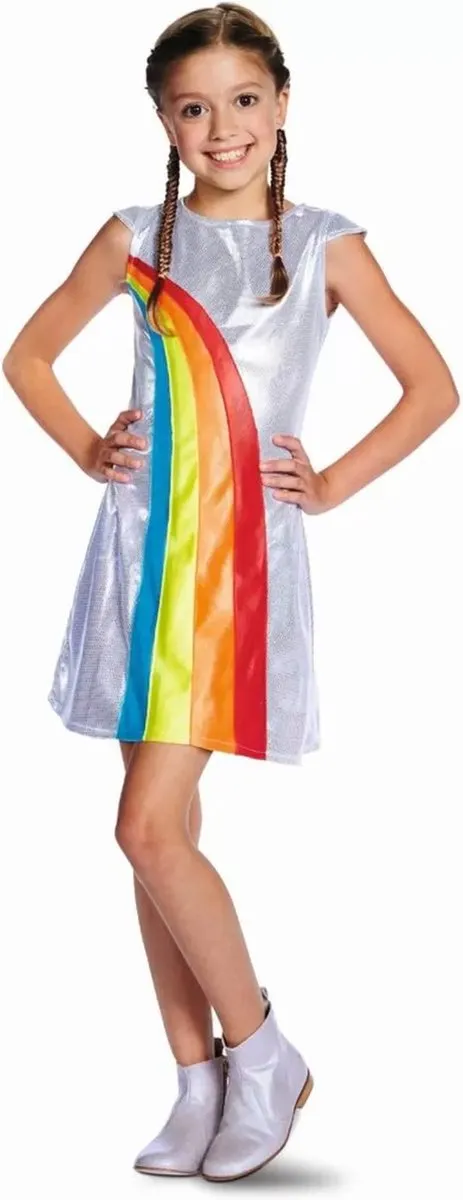 K3 Regenboog Verkleedjurk 134 - Zilver