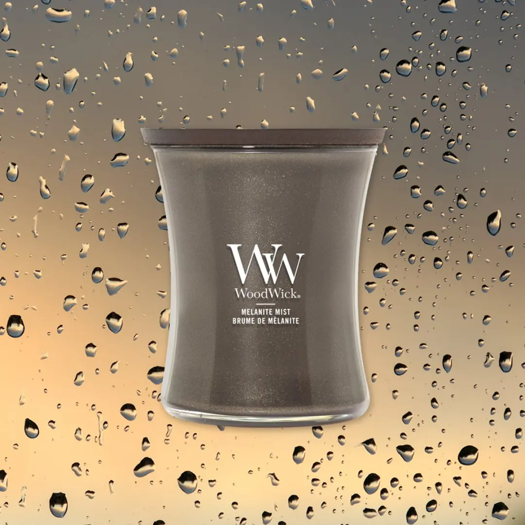Woodwick Precious Metals Melanite Mist Geurkaars - 60 uur - Antraciet
