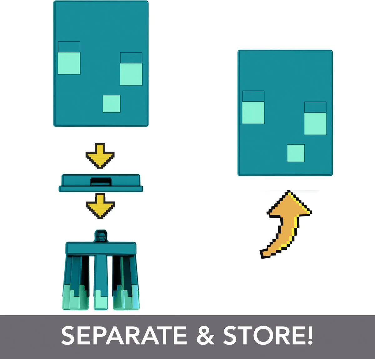 Minecraft Mob Heads Minis HDW03 - Speelfiguur - Turquoise