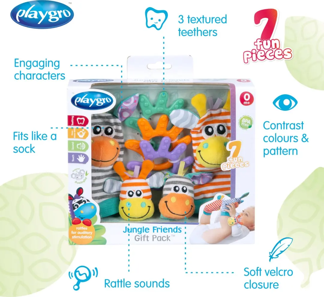 Playgro Jungle Friends Rammelaar Geschenkset - Multi
