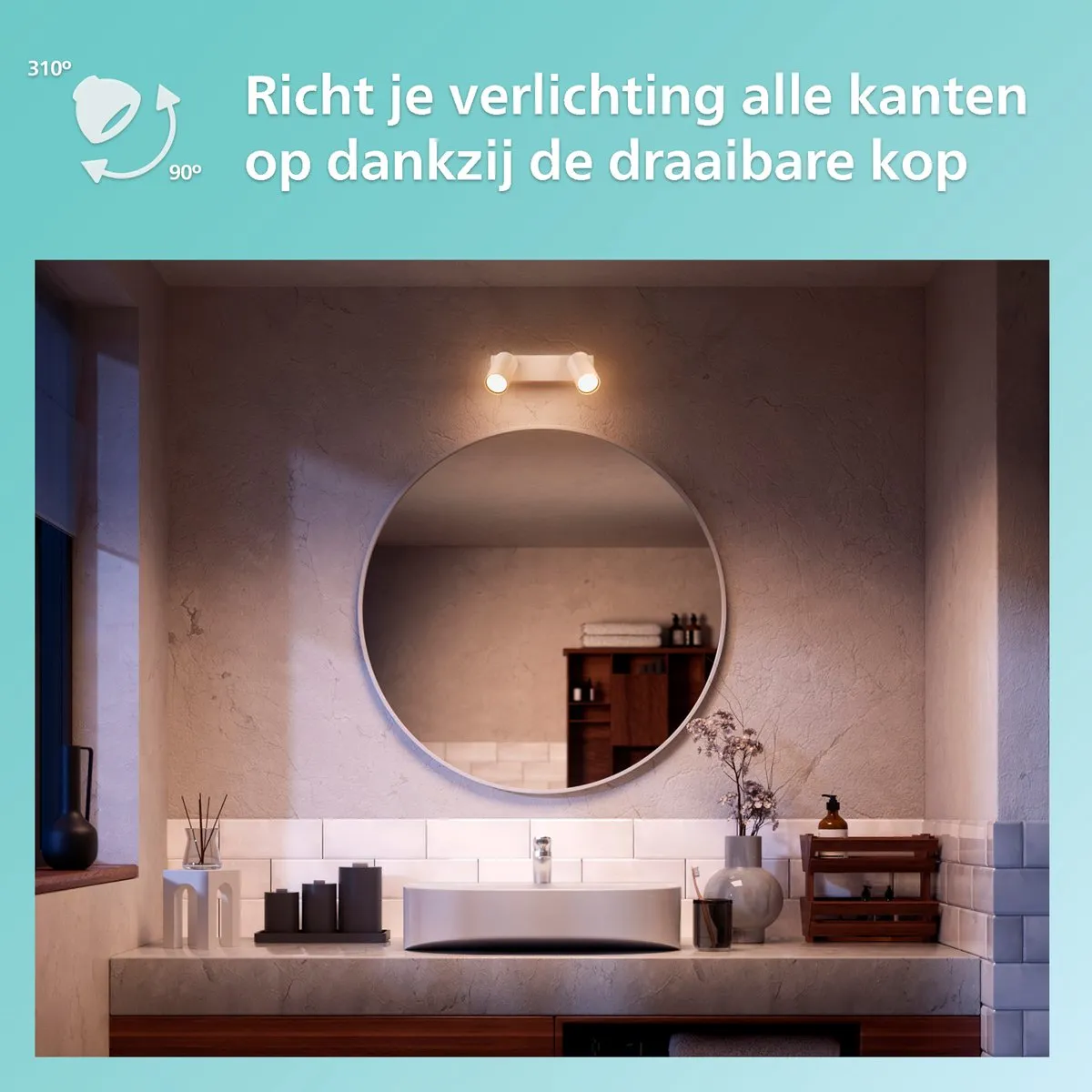Philips Idris Plafondspot 2x5W IP44 - Wit