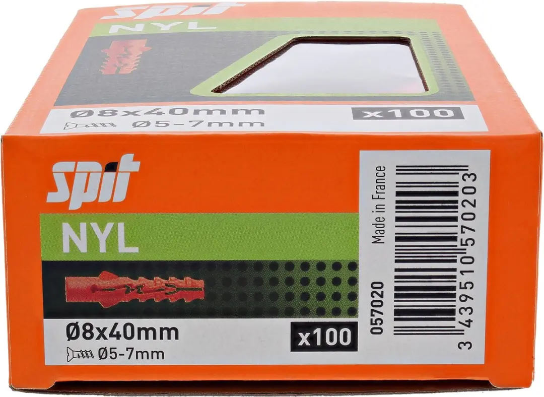Spit Nylon Plug 057020 - 8x40mm - 100 Stuks - afbeelding 4 van 6
