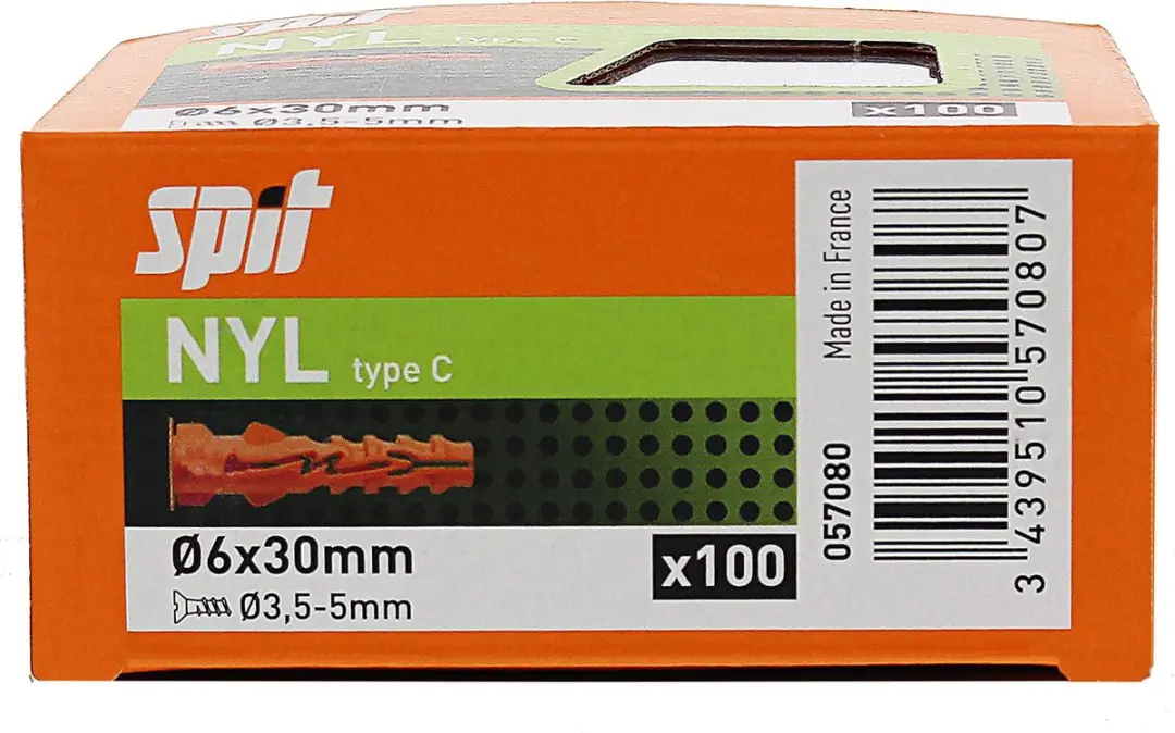 Spit Nylon Plug d.6x30 met kraag 6mm - 100 Stuks - afbeelding 4 van 6