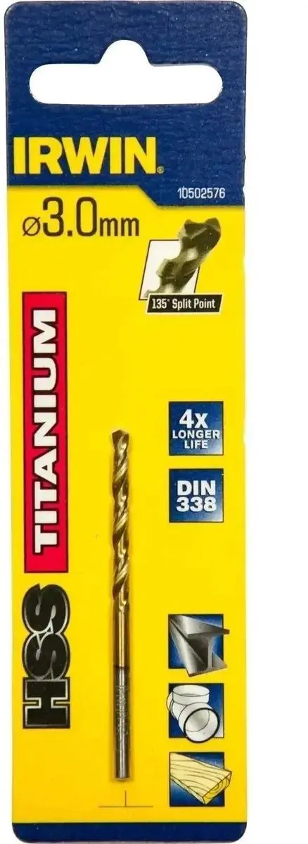 Irwin HSS Metaalboor 135° Titanium 3.0MM