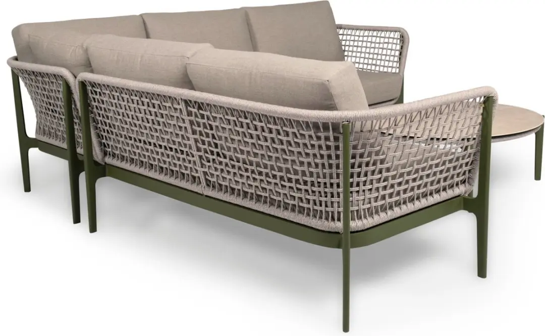 Tierra Outdoor Montreal Loungetafel Hoekbank - 5 Zitplekken - Groen/Lichtgrijs - afbeelding 2 van 5