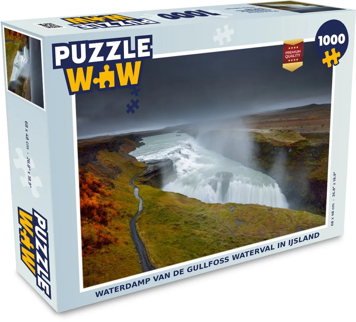 PuzzleWow Gullfoss Waterval Legpuzzel 1000 Stuks