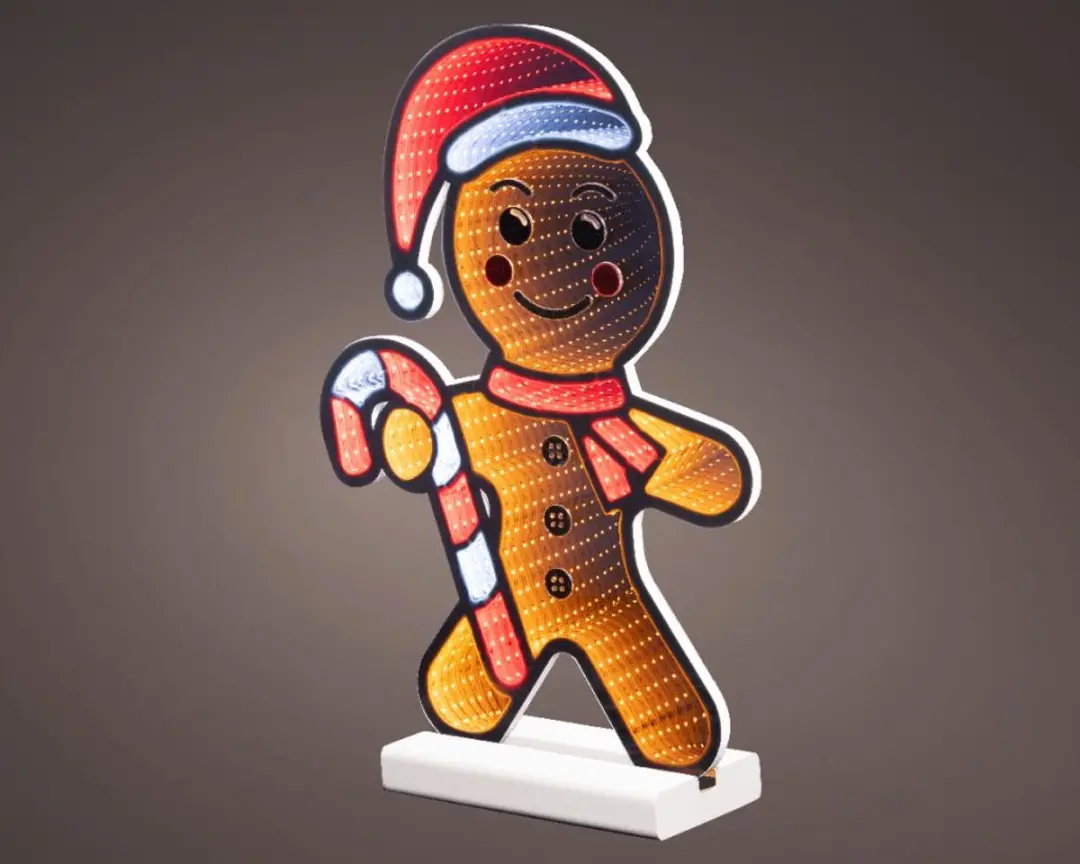Lumineo kerstverlichting LED Infinity lights gemberkoekman 38cm, warm wit
