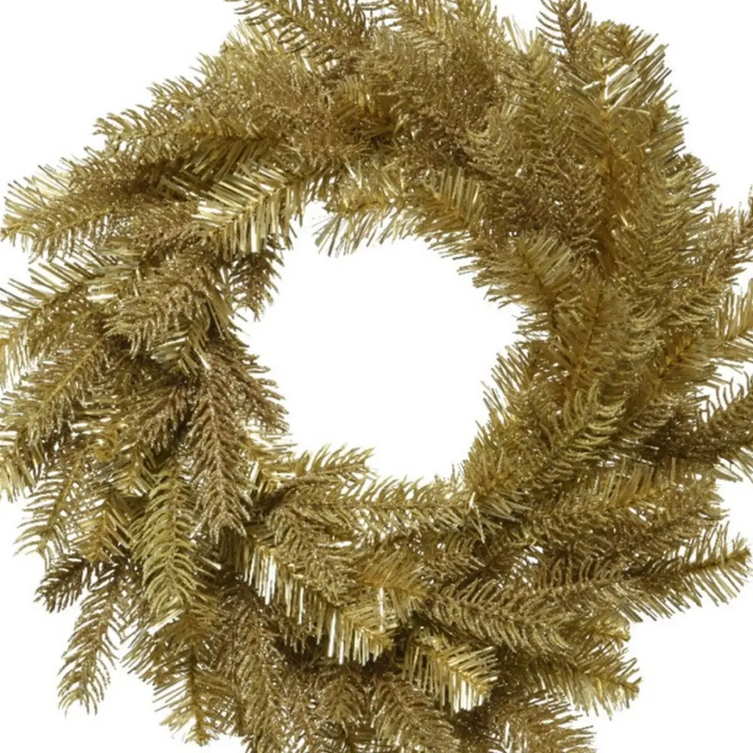 Decoris Kerstkrans Goud Glitter 50cm - Kunststof - afbeelding 2 van 2