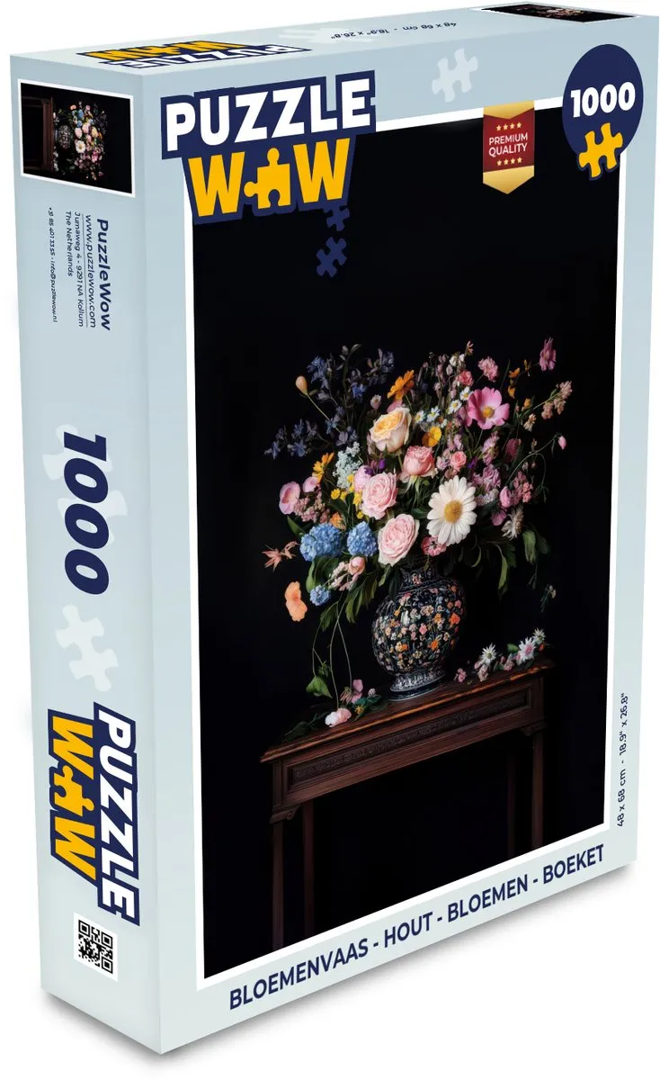 PuzzleWow Bloemenvaas Legpuzzel 1000 Stuks