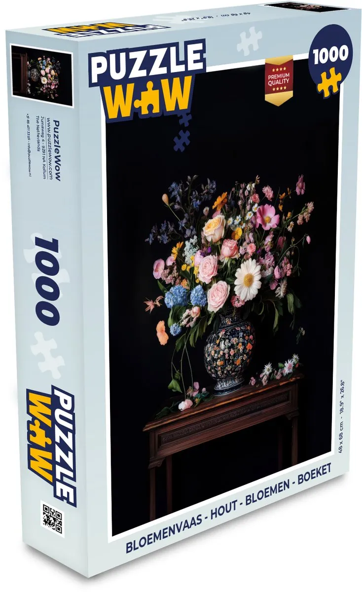 PuzzleWow Bloemenvaas Legpuzzel 1000 Stuks