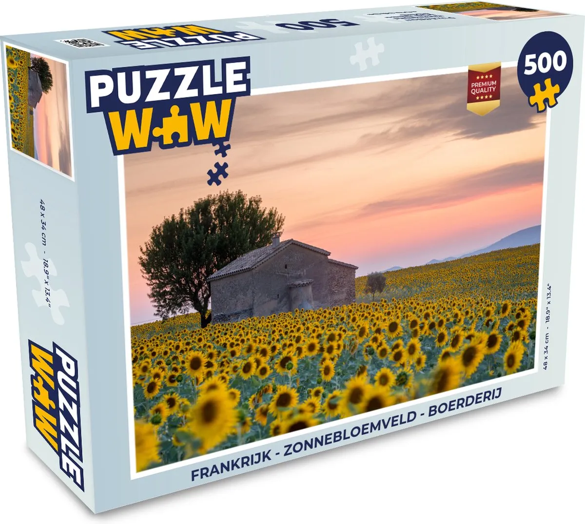 PuzzleWow Frankrijk Zonnebloemveld Legpuzzel 500 Stuks