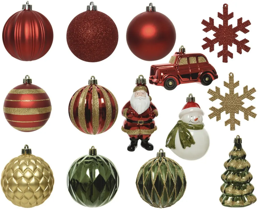 Decoris Kunststof Kerstballen Mix - Ø8cm - 25 stuks - afbeelding 2 van 4