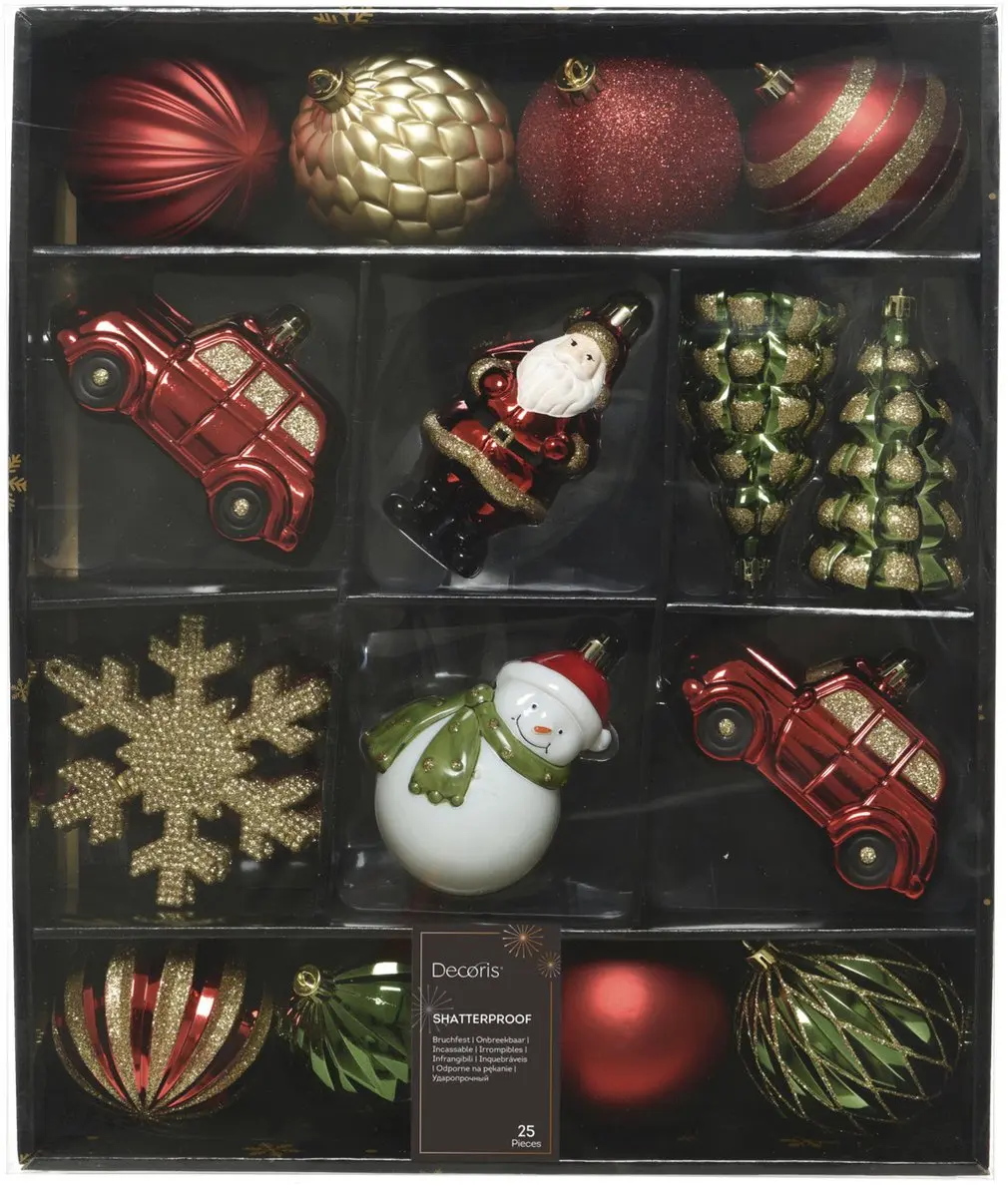 Decoris Kunststof Kerstballen Mix