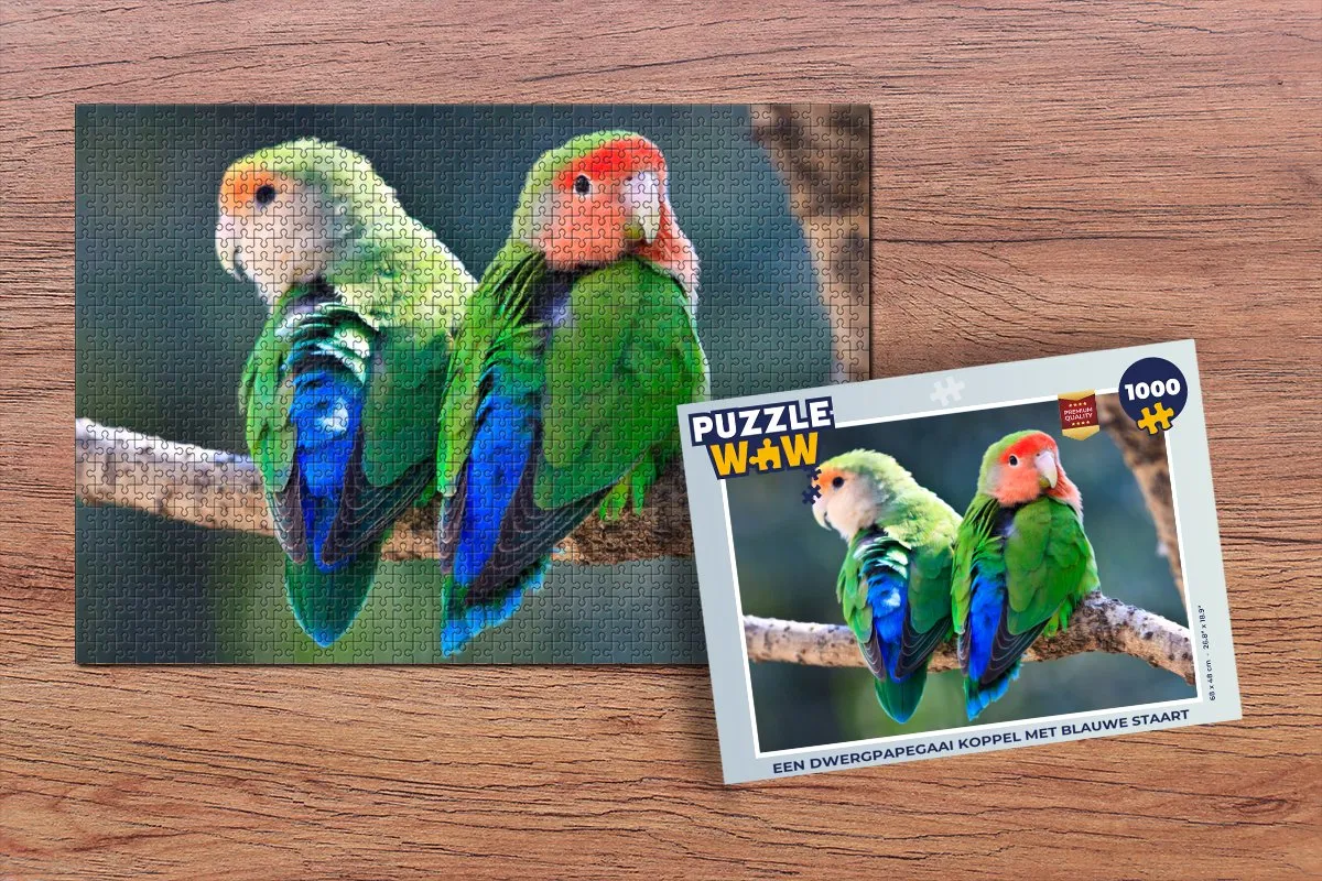 PuzzleWow Dwergpapegaai Koppel Legpuzzel 1000 Stuks