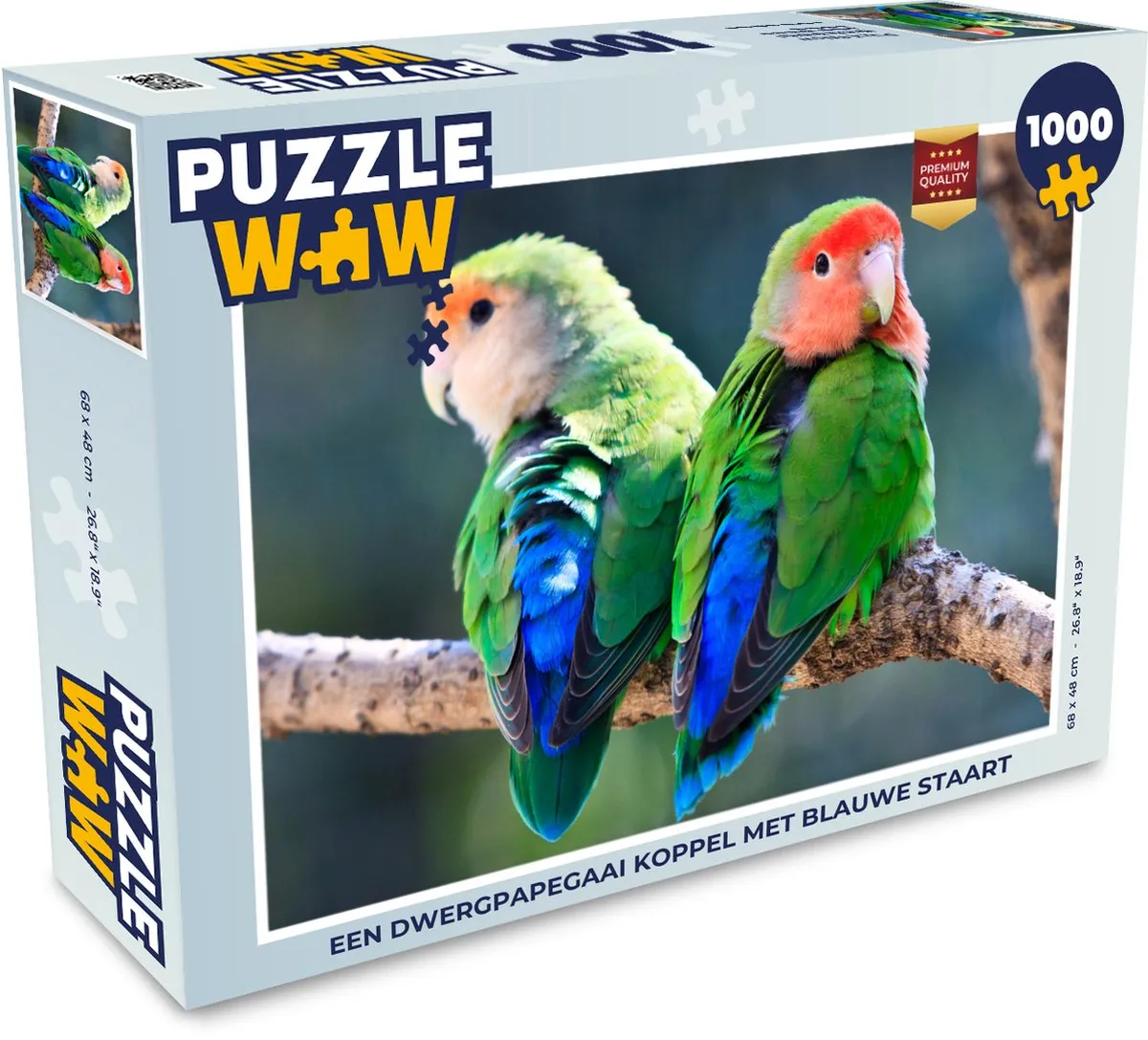 PuzzleWow Dwergpapegaai Koppel Legpuzzel 1000 Stuks - Multicolor