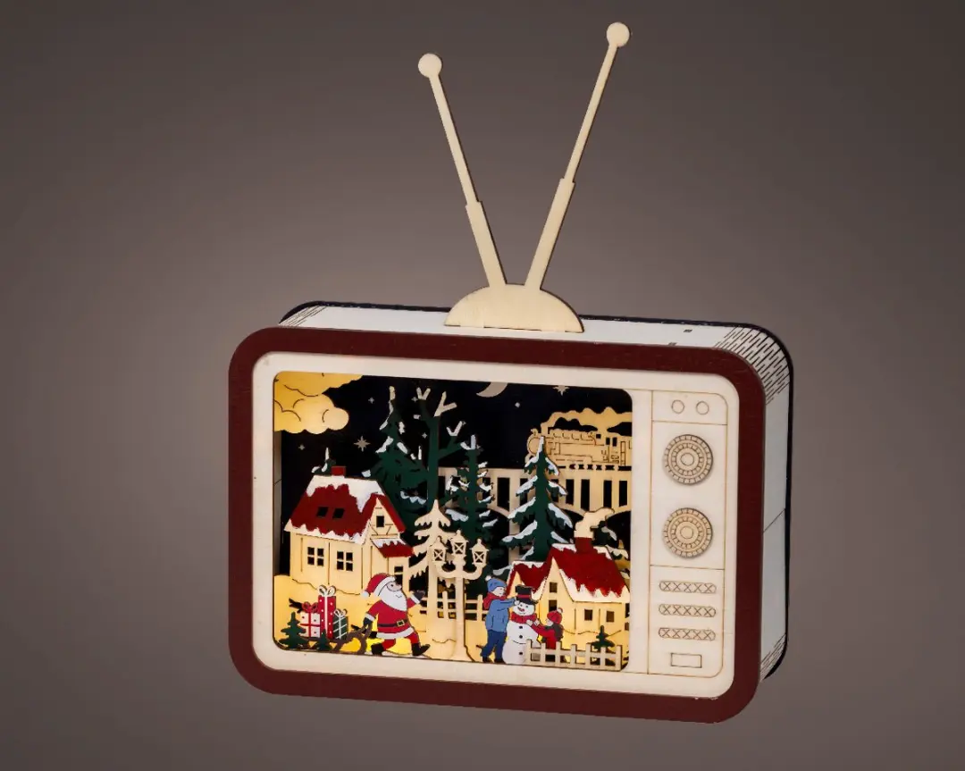 Lumineo Retro Kerstdecor TV-vorm Warm Wit LED