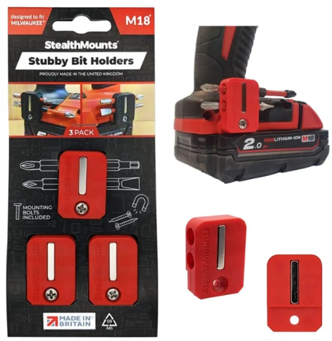 StealthMounts BH-M18-S-RED Stubby magnetische bithouder voor Milwaukee