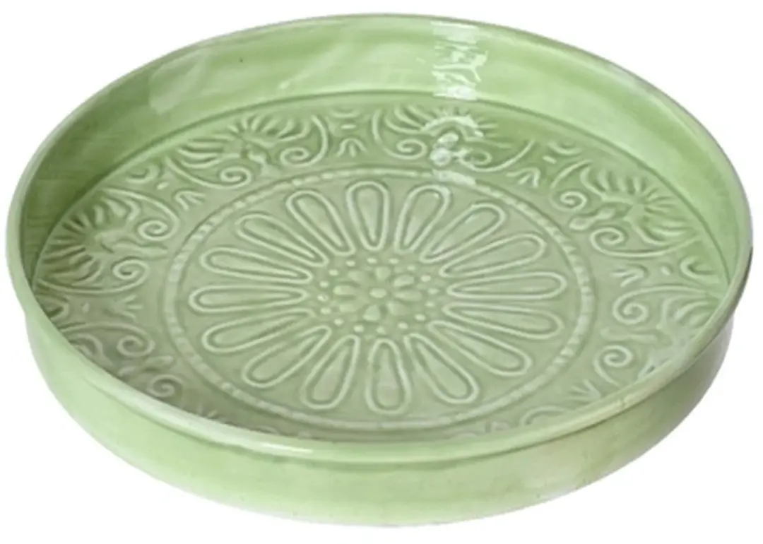 Decoris decoratiebord ijzer rond 32x3cm zacht groen