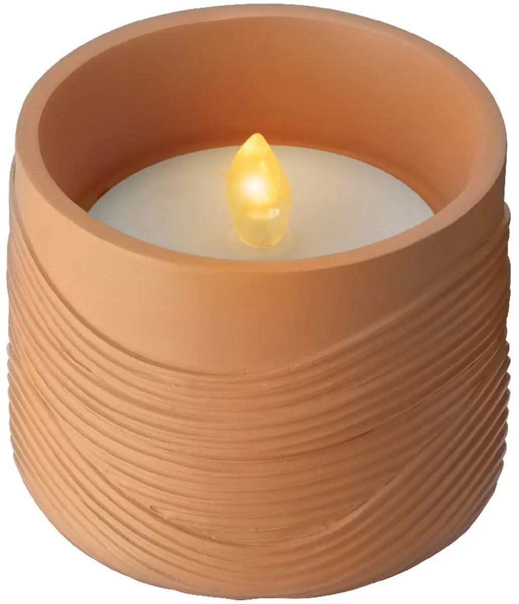 Solar kaars polyresin d10h8 cm 3ass II Lumineo