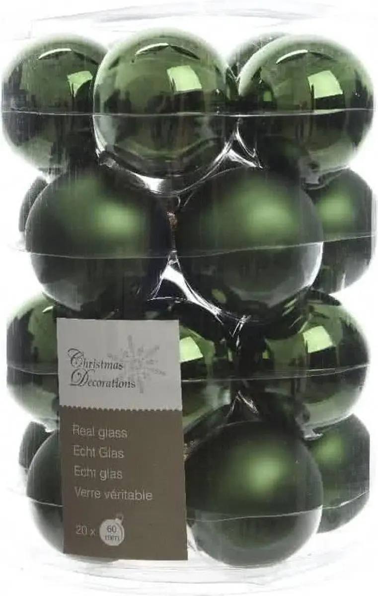 Glas Kerstballen (6cm) Box 20 Stuks Pine Green