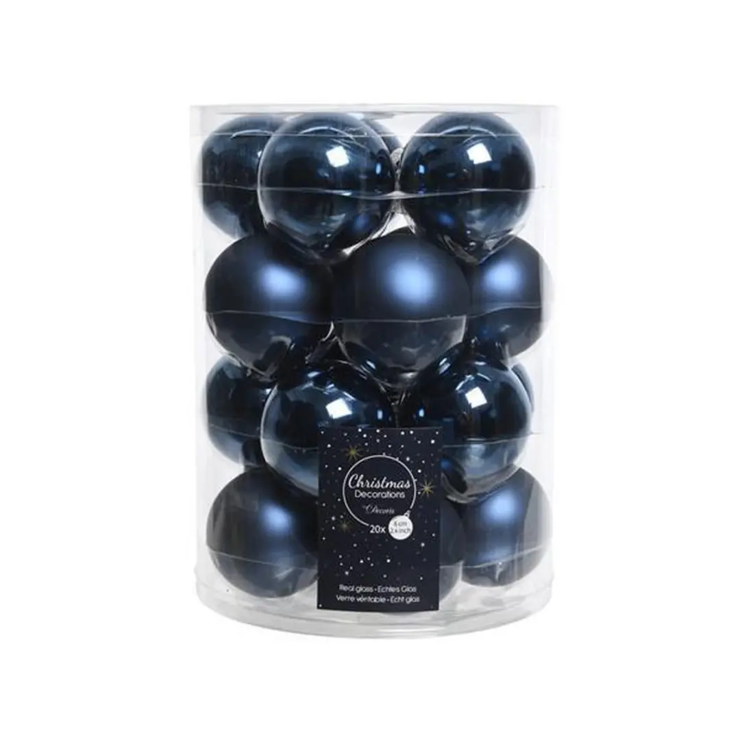 20 kerstballen nacht blauw glans + mat 60 mm