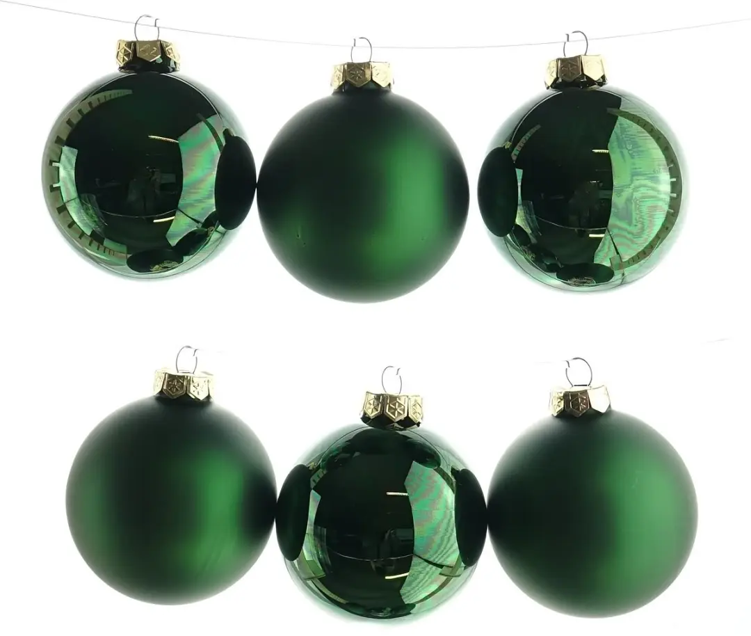 Decoris Kerstbal Glas 8cm Dennen Groen - 3 Stuks - afbeelding 3 van 5