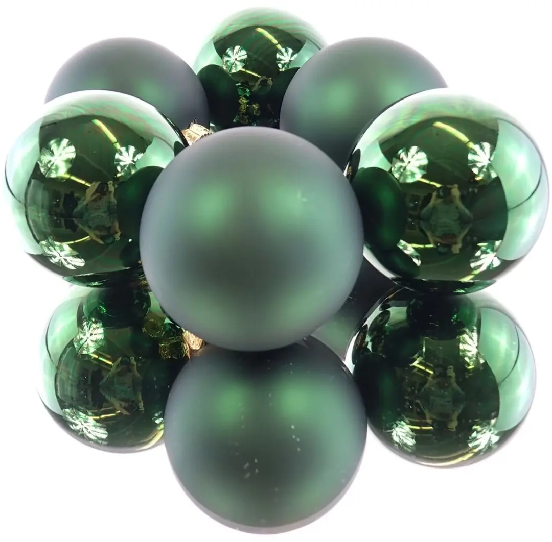 Decoris Kerstbal Glas 8cm Dennen Groen - 3 Stuks - afbeelding 5 van 5