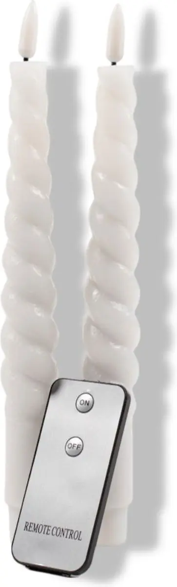 Anna's Collection LED Dinerkaarsen Swirl - 2 Stuks - 23cm - Wit