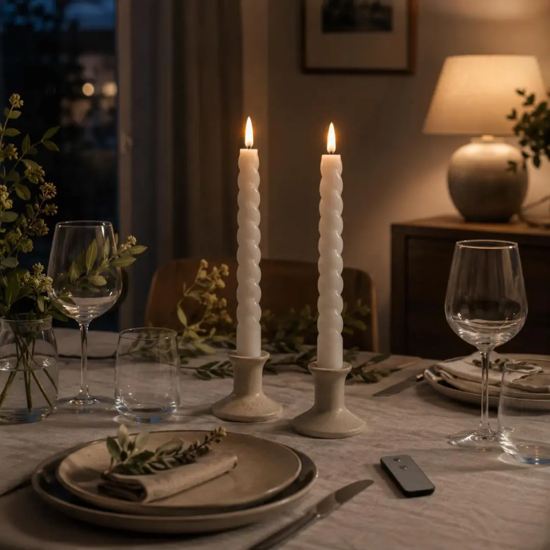 Anna's Collection LED Dinerkaarsen Swirl - 2 Stuks - 23cm - Wit