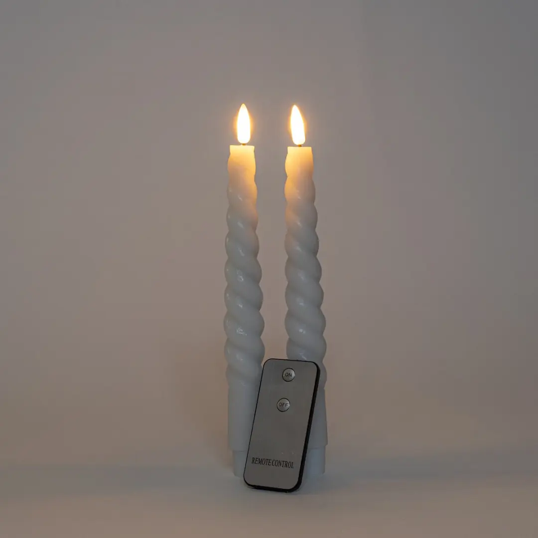 Anna's Collection LED Dinerkaarsen Swirl - 2 Stuks - 23cm - Wit
