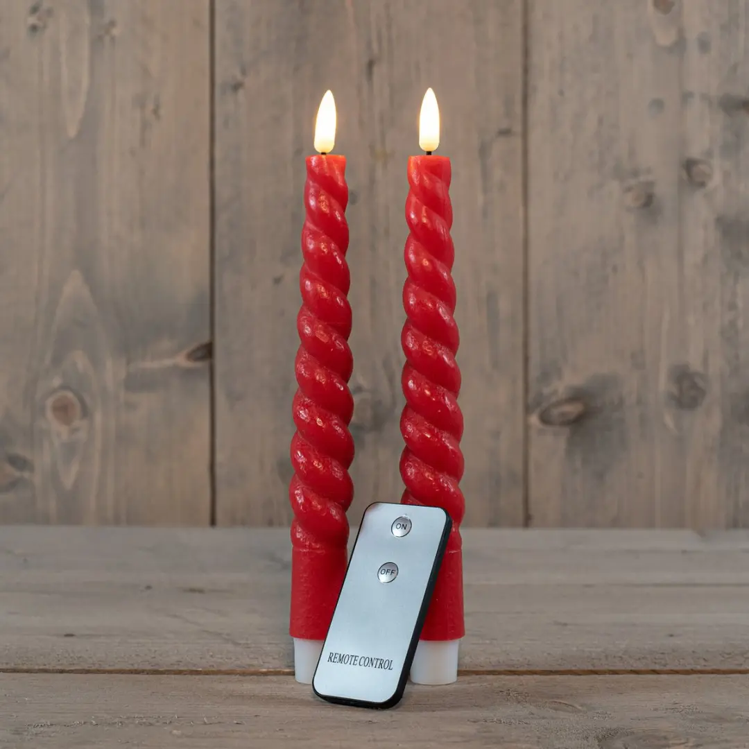 Anna's Collection LED Dinerkaars Swirl Rood - 2 Stuks