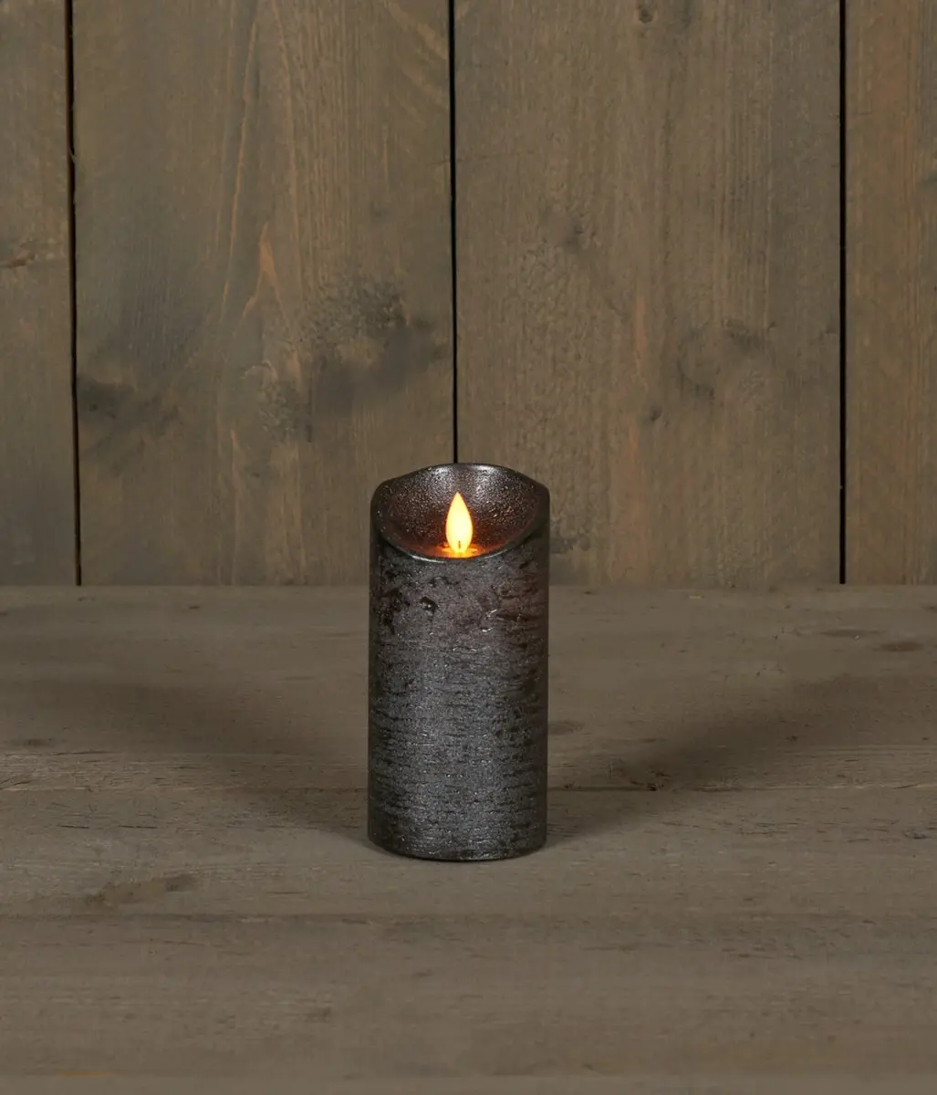 Anna's Collection Led Kaars Antraciet 15x7,5cm - Warm Wit Licht