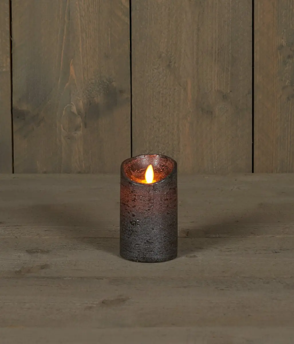 Anna's Collection Led Kaars Antraciet Grijs H12,5xD7,5cm