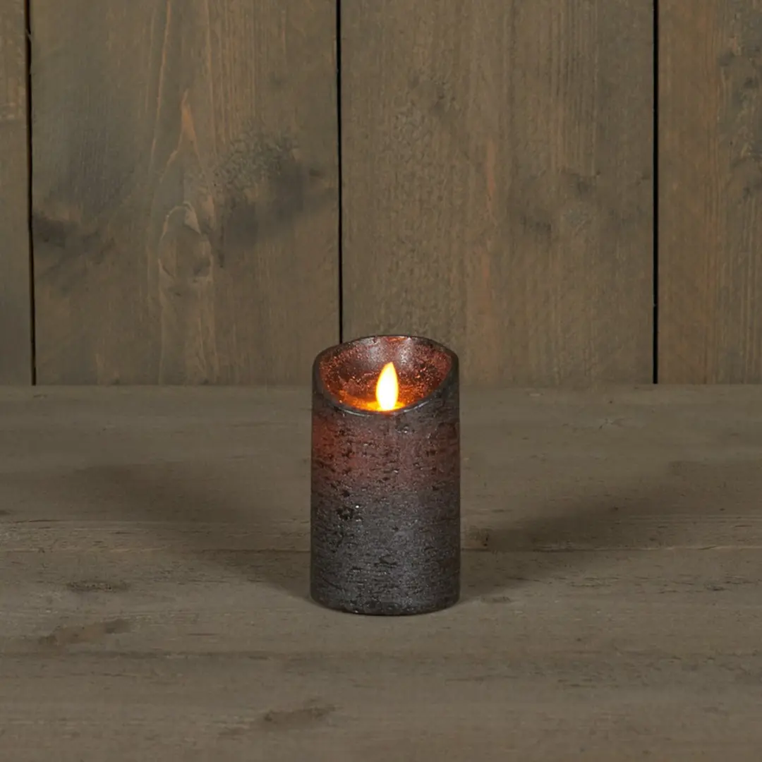 Anna's Collection Led Kaars Antraciet Grijs H12,5xD7,5cm