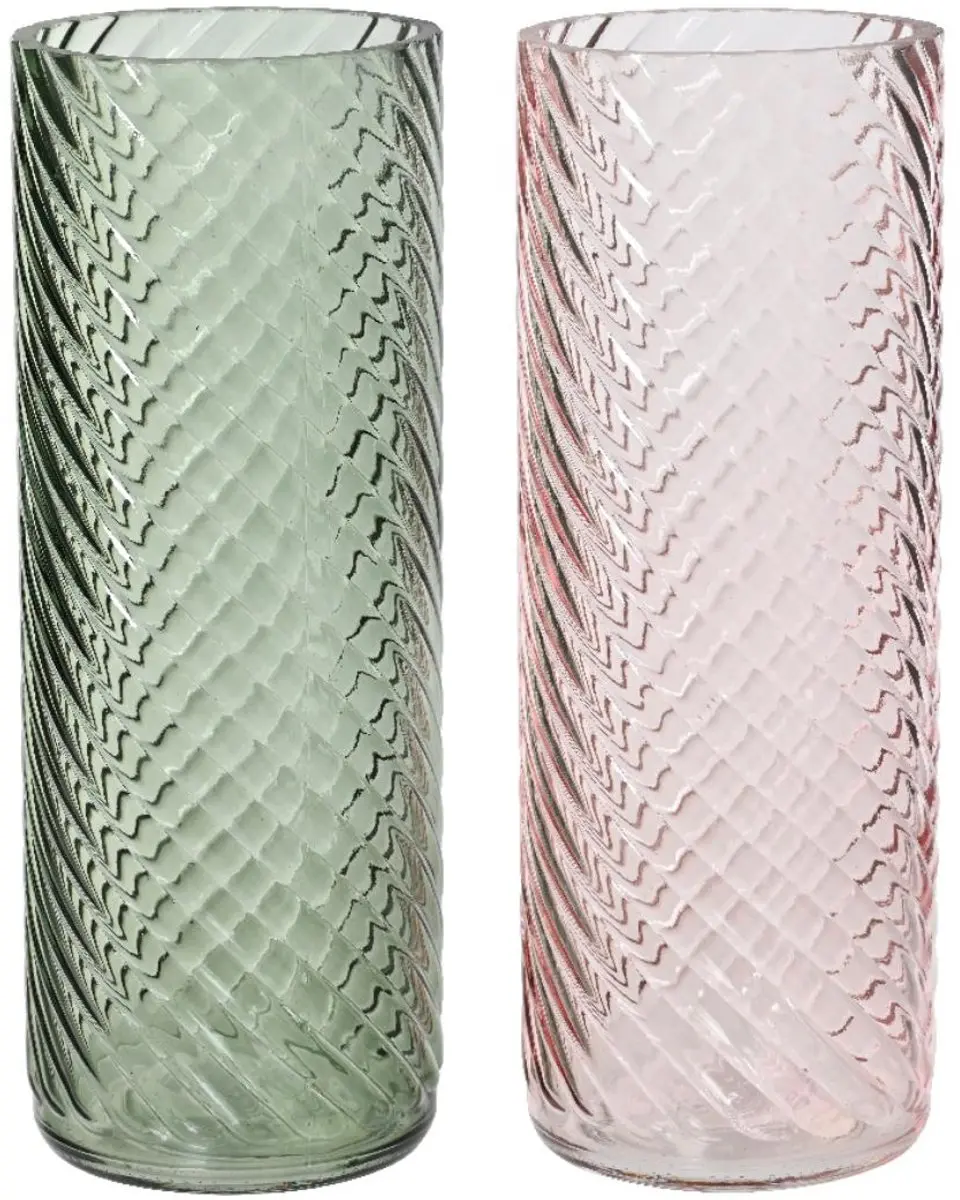 Vaas glas met relief H26.5cm