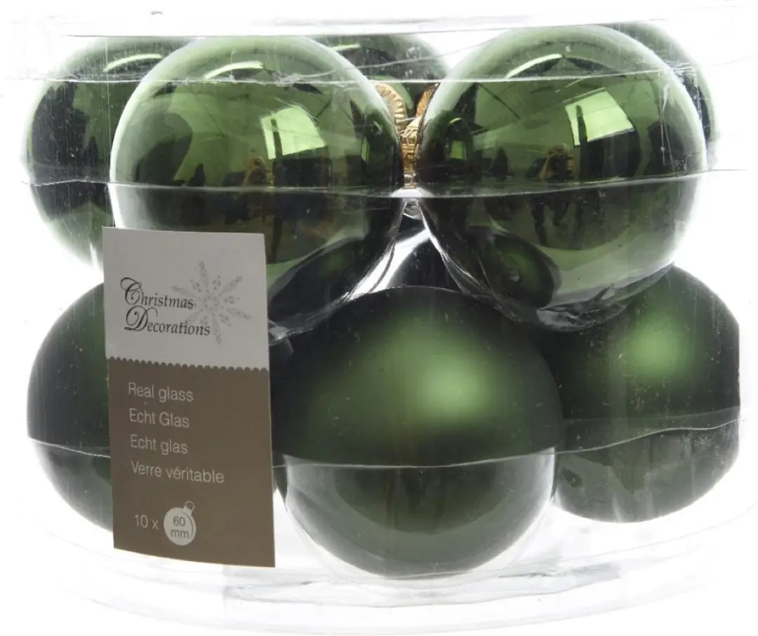 Decoris Kerstballen Set 10-delig Glas Dennengroen 6cm - afbeelding 6 van 6