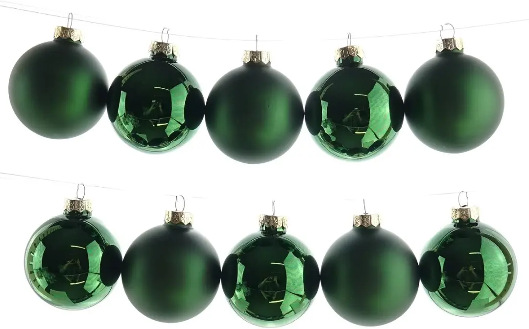 Decoris Kerstballen Set 10-delig Glas Dennengroen 6cm - afbeelding 3 van 6