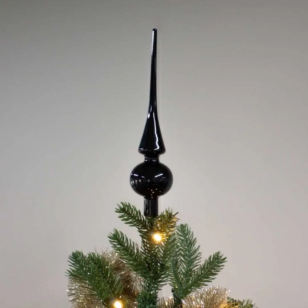 Decoris Kerstboompiek Glas - Zwart 26cm - afbeelding 3 van 4