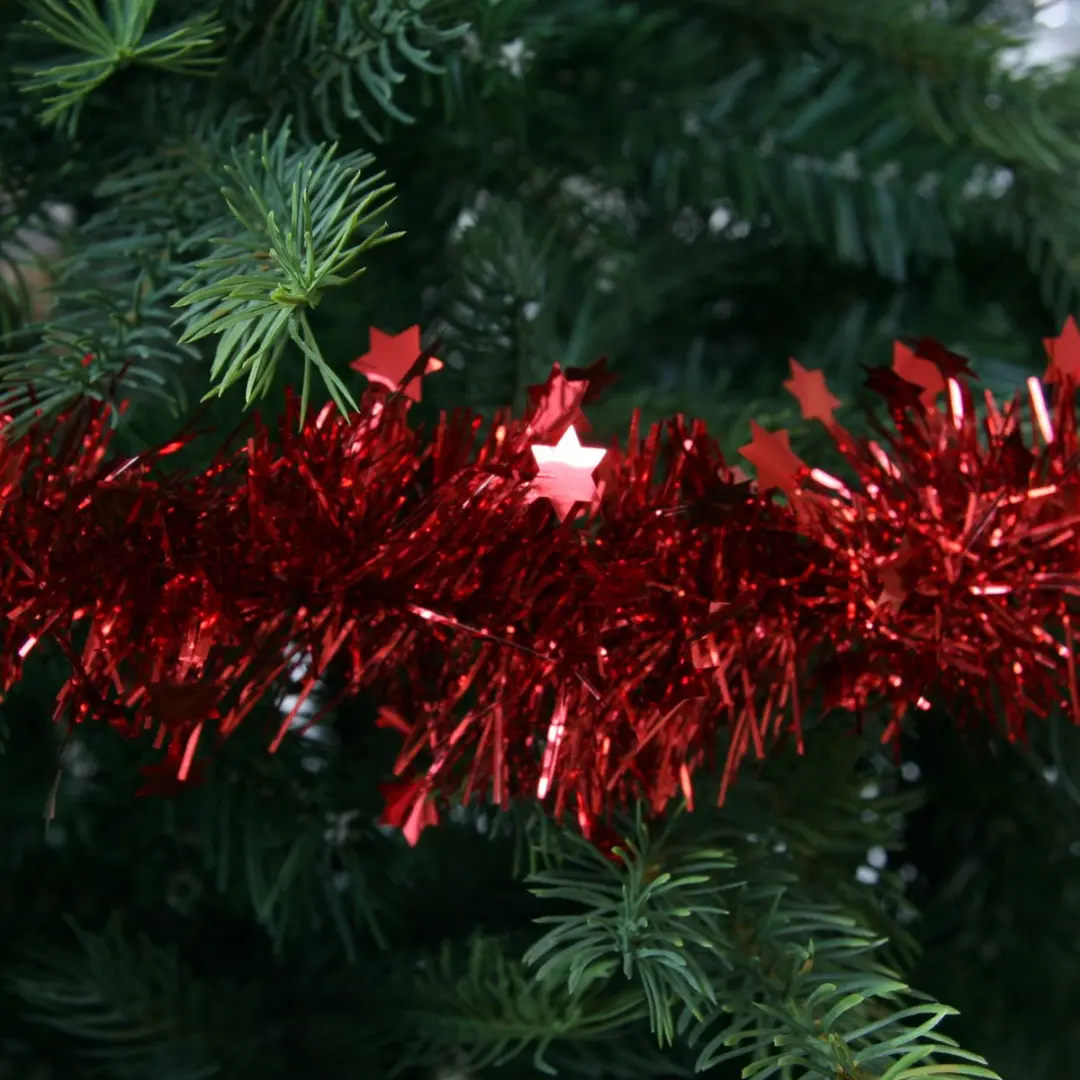 Decoris Kerstslinger Sterren Donkerrood 270x10cm