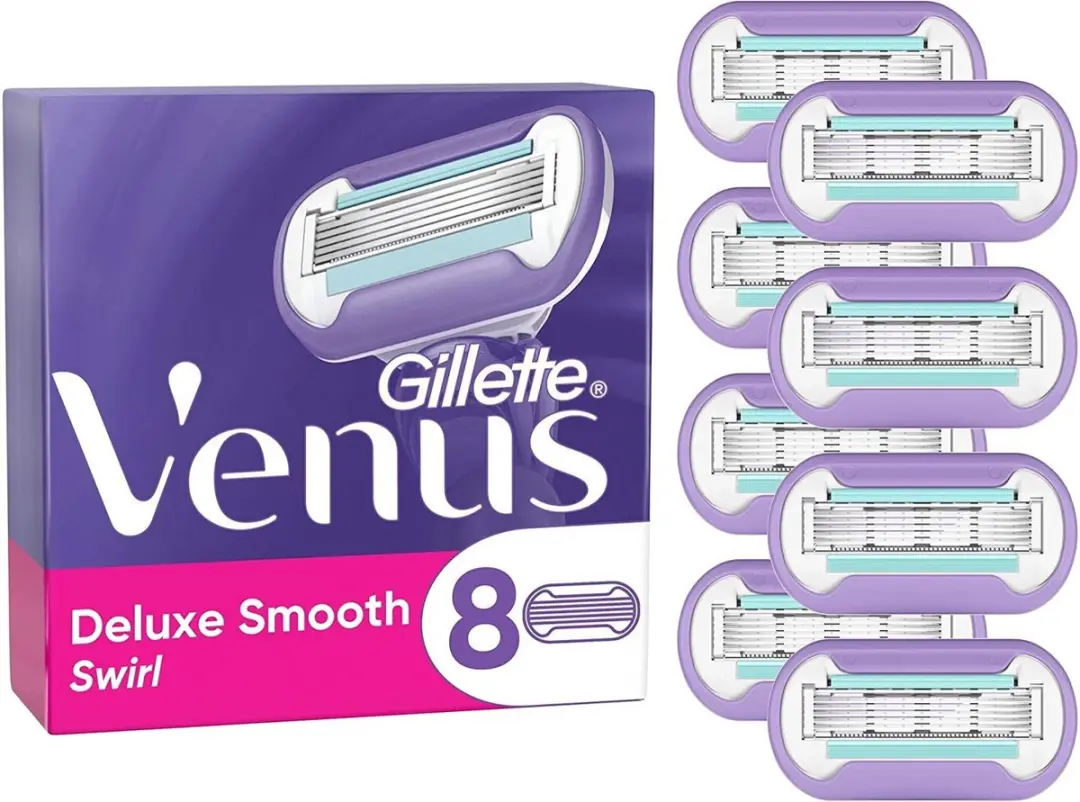 Gillette Venus Scheermesjes (8 Stuks), Deluxe Smooth Swirl Voor Vrouwen, 5 Duurz