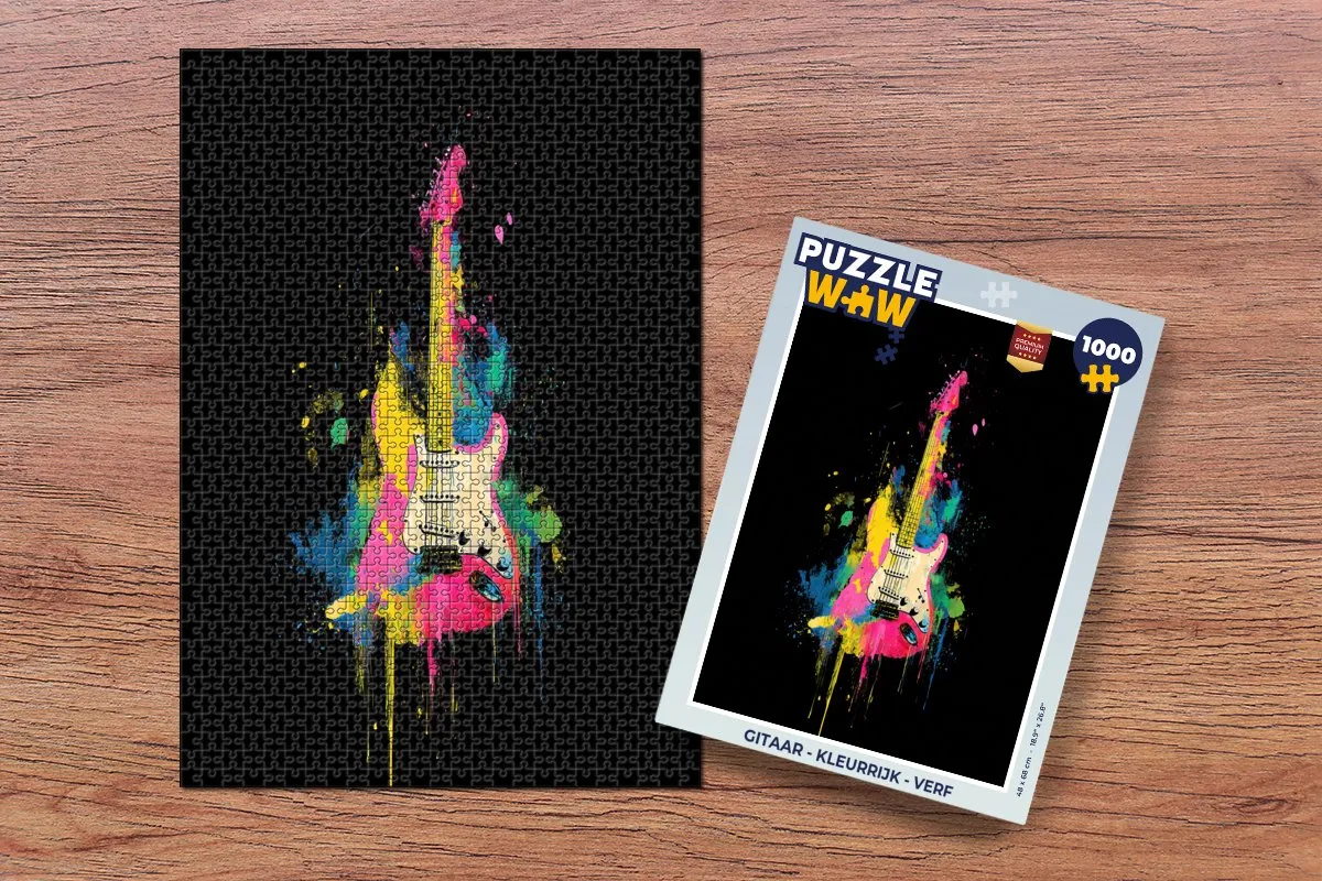 PuzzleWow Gitaar Puzzel 1000 Stuks - Kleurrijk
