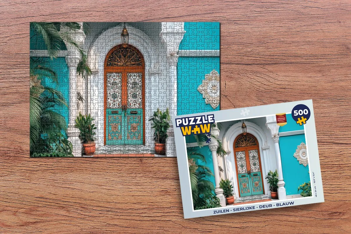 PuzzleWow Sierlijke Deur Puzzel 500 Stuks - Blauw