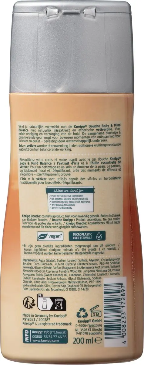 Kneipp Body & Mind Balance Douchegel Iris & Vetiver - 6x200ml