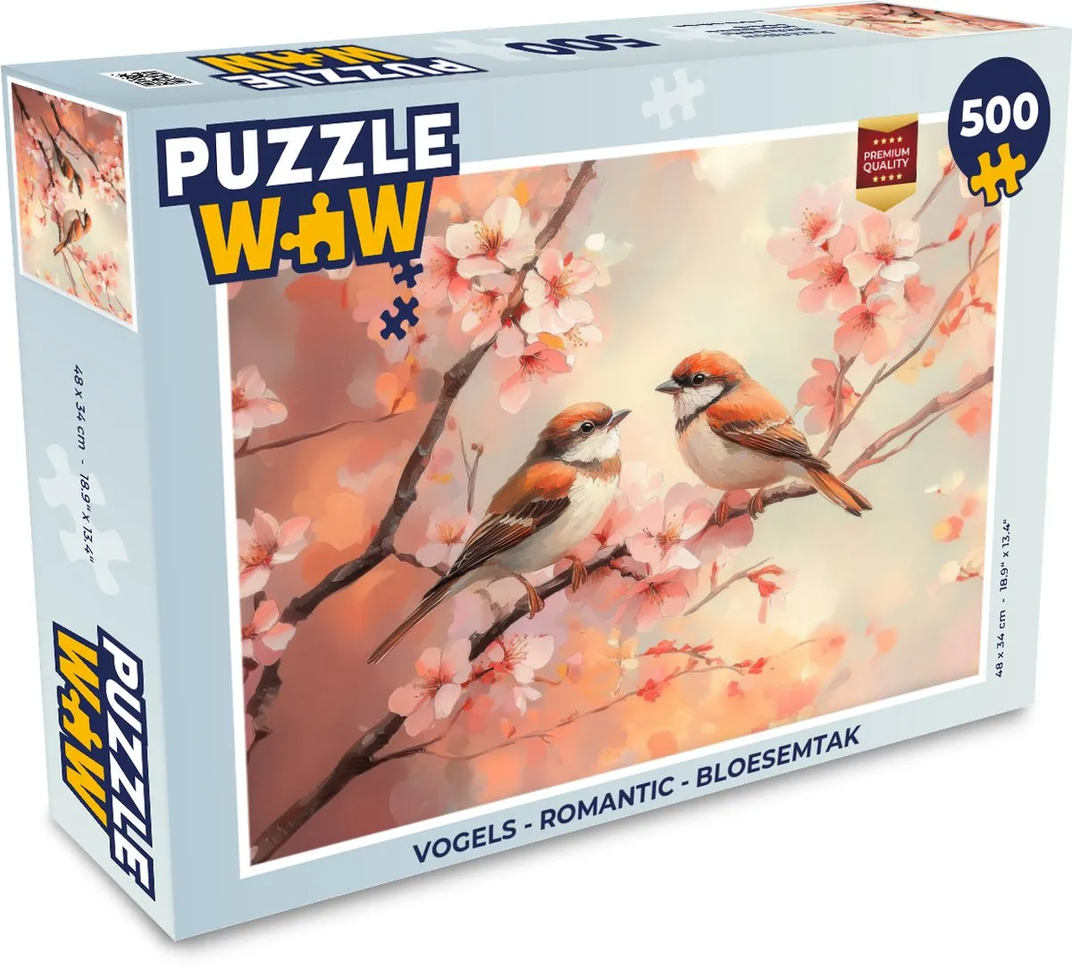 PuzzleWow Vogels Romantic Bloesemtak Legpuzzel 500 Stuks