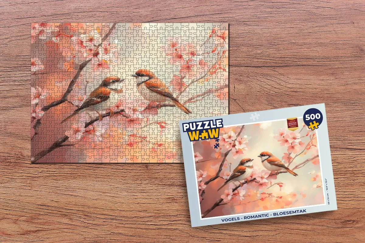 PuzzleWow Vogels Romantic Bloesemtak Legpuzzel 500 Stuks